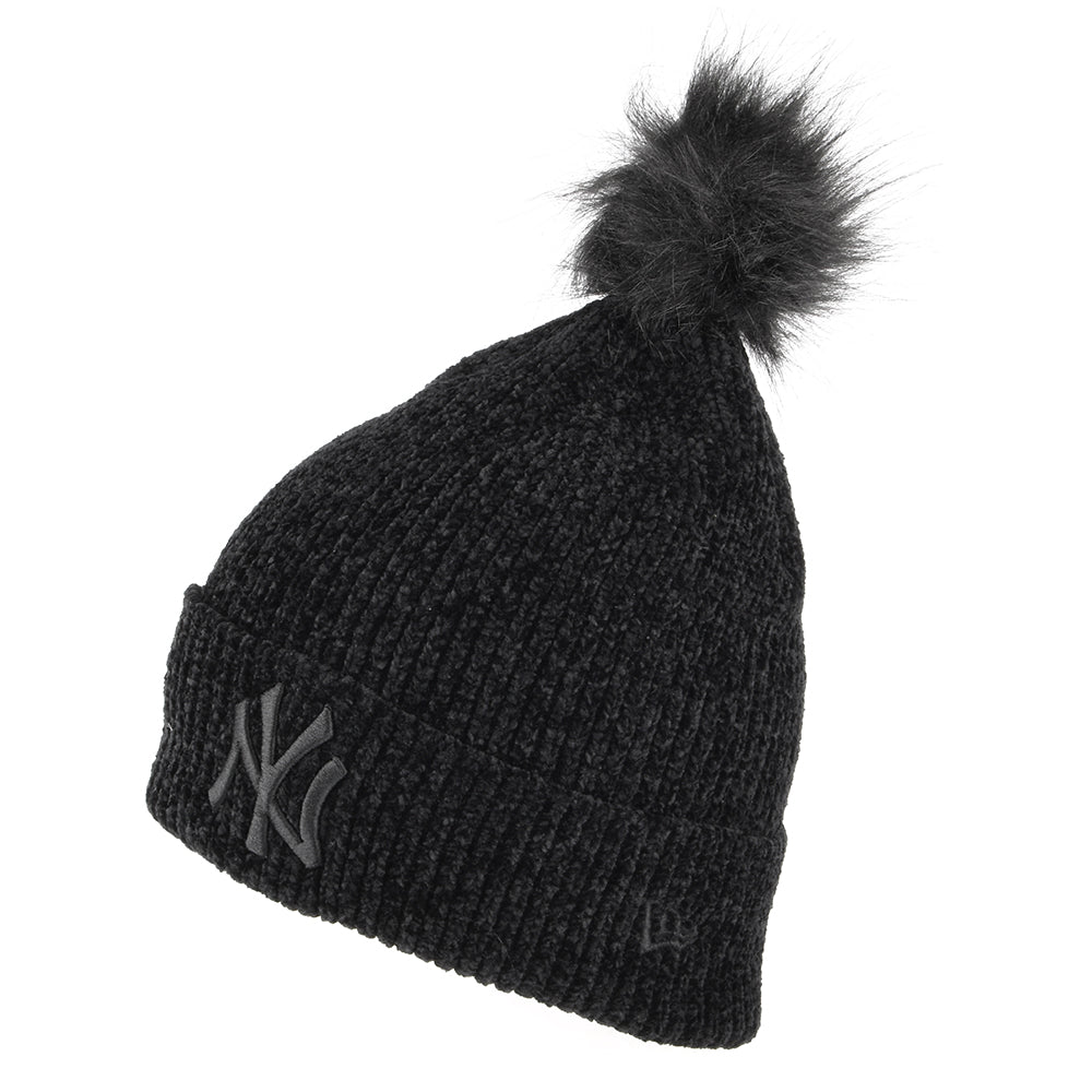 Gorro con pompón de piel sintética New York Yankees de New Era - Negro