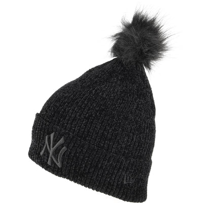 Gorro con pompón de piel sintética New York Yankees de New Era - Negro