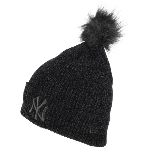 Gorro con pompón de piel sintética New York Yankees de New Era - Negro