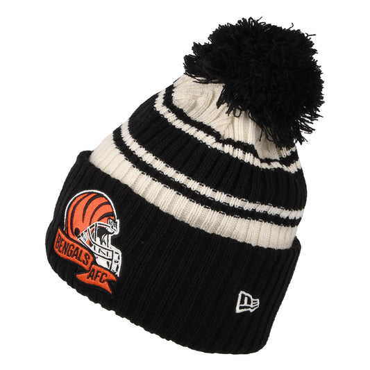 Gorro con pompón NFL Sideline Sport Knit Cincinnati Bengals de New Era - Negro-Blanco