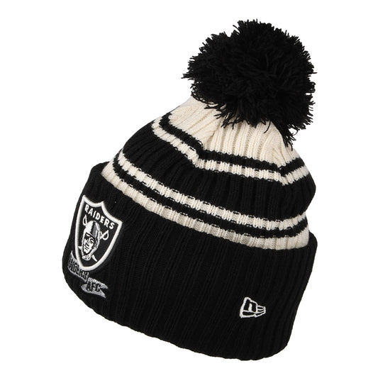 Gorro con pompón NFL Sideline Sport Knit Las Vegas Raiders de New Era - Negro-Blanco