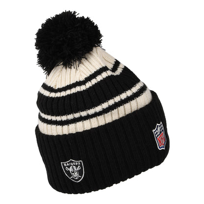 Gorro con pompón NFL Sideline Sport Knit Las Vegas Raiders de New Era - Negro-Blanco