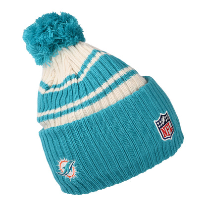 Gorro con pompón NFL Sideline Sport Knit Miami Dolphins de New Era - Azul Verdoso-Blanco