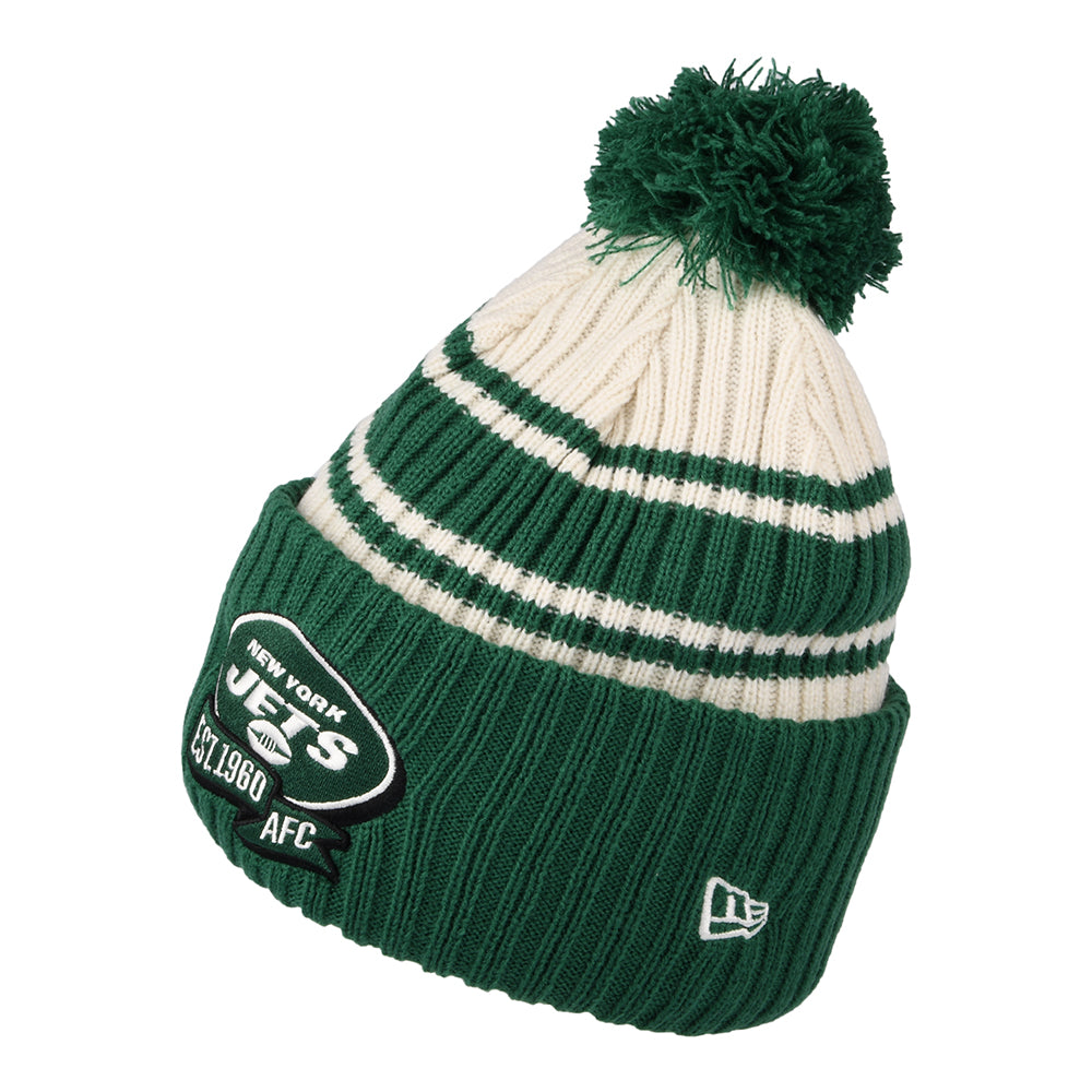 Gorro con pompón NFL Sideline Sport Knit New York Jets de New Era - Verde-Blanco