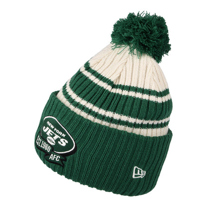 Gorro con pompón NFL Sideline Sport Knit New York Jets de New Era - Verde-Blanco