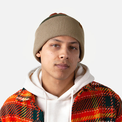 Gorro Beanie Semmoe con vuelta de Barts - Gris Topo-Verde Oliva-Rojo