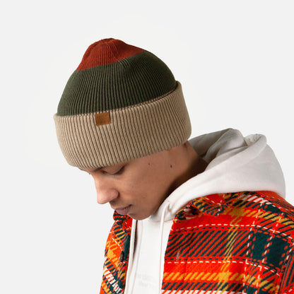 Gorro Beanie Semmoe con vuelta de Barts - Gris Topo-Verde Oliva-Rojo