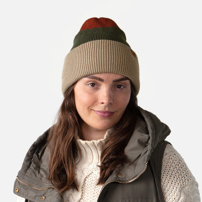 Gorro Beanie Semmoe con vuelta de Barts - Gris Topo-Verde Oliva-Rojo