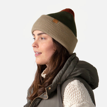 Gorro Beanie Semmoe con vuelta de Barts - Gris Topo-Verde Oliva-Rojo