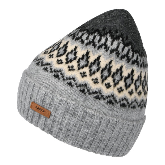 Gorro Beanie Gregoris con vuelta Fair Isle de Barts - Gris Jaspeado