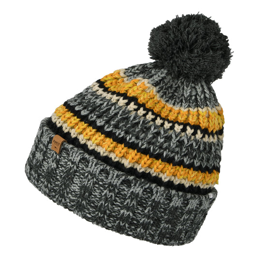 Gorro con pompón Goser reciclado con franjas de Barts - Gris Oscuro Jaspeado