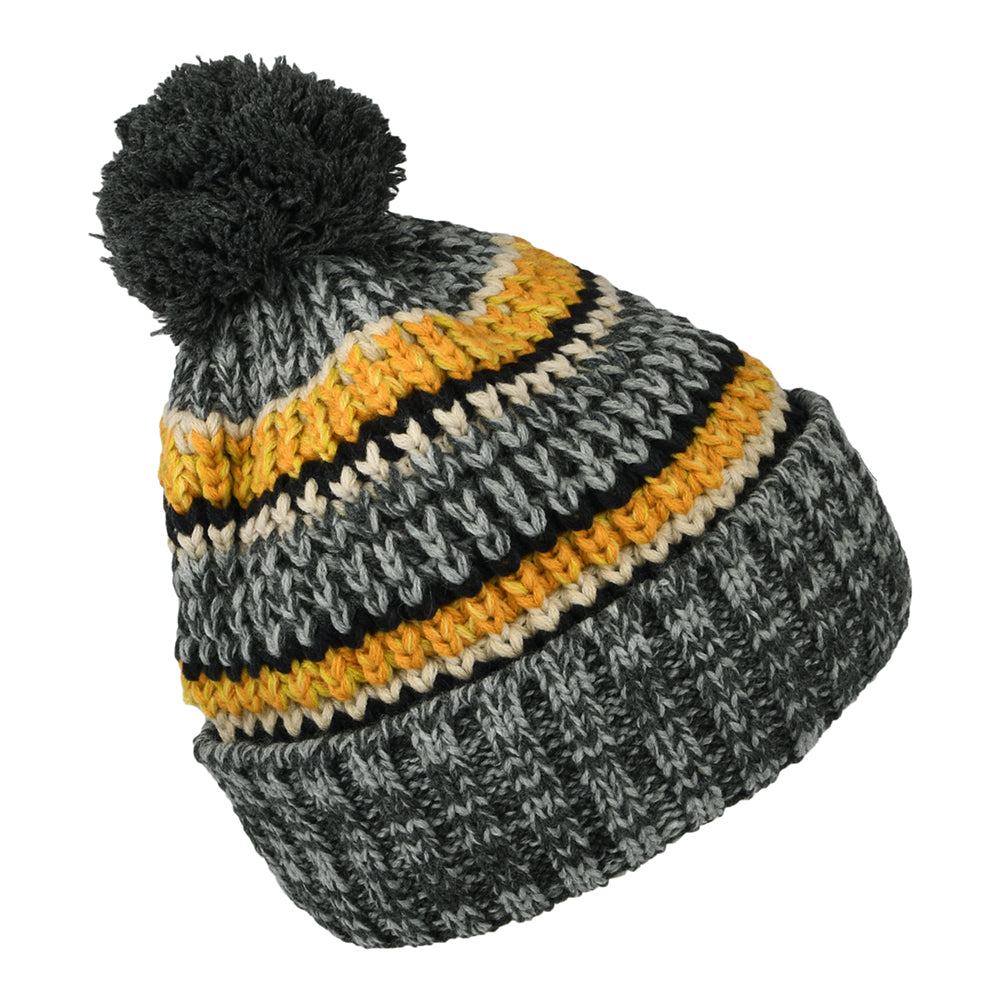 Gorro con pompón Goser reciclado con franjas de Barts - Gris Oscuro Jaspeado