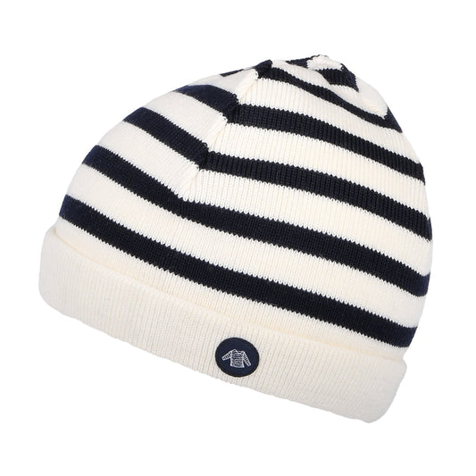 Gorro Beanie niños Lannion a rayas de Armor Lux - Natural-Azul Marino