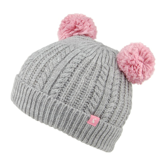 Gorro con pompón niñas Ailsa Doble borla de Joules - Gris Marl