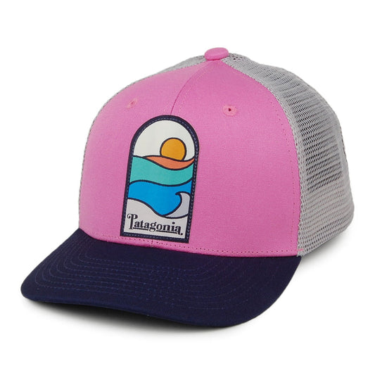 Gorra Trucker niños Sunset de algodón orgánico de Patagonia - Rosa-Gris