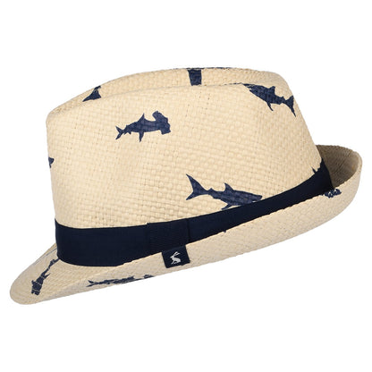Sombrero Trilby niños Printed Sharks de paja de Joules - Natural