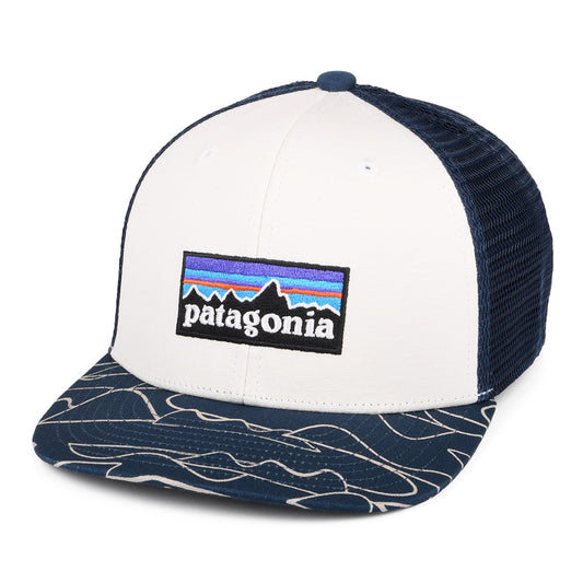 Gorra Trucker niños P-6 Logo de algodón orgánico de Patagonia - Blanco-Azul