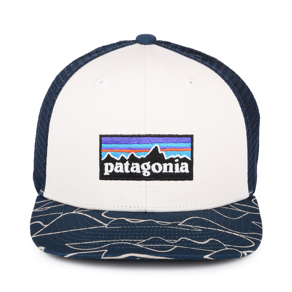 Gorra Trucker niños P-6 Logo de algodón orgánico de Patagonia - Blanco-Azul