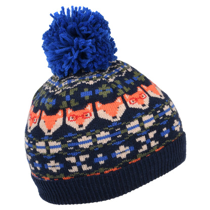 Gorro con pompón niños Fox Fairisle de Joules - Azul Marino