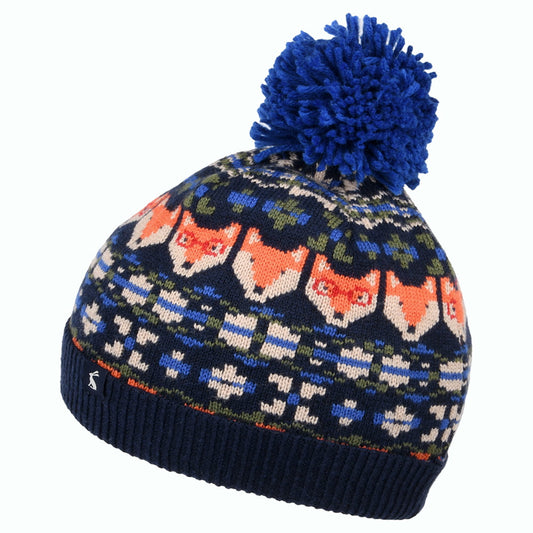 Gorro con pompón niños Fox Fairisle de Joules - Azul Marino