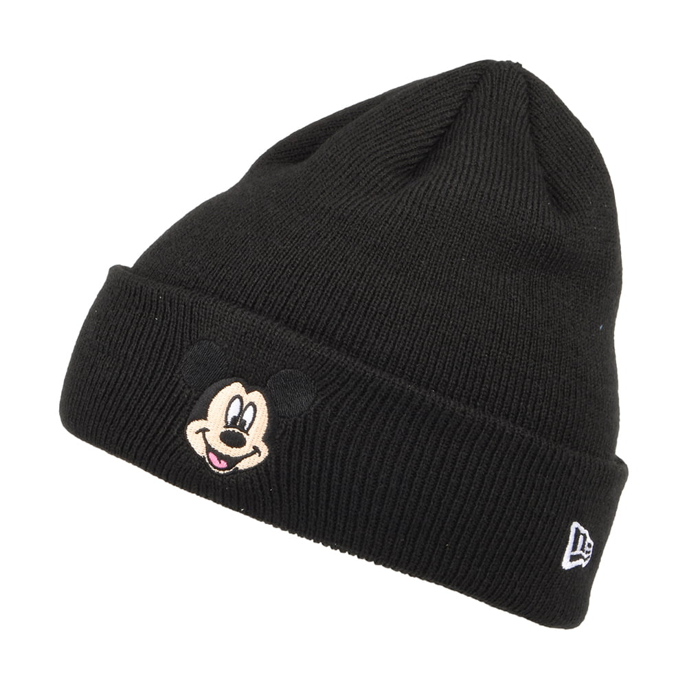 Cuff Knit Beanie Hat niños Vuelta Tejida Personaje de Disney Mickey Mouse de New Era - Negro