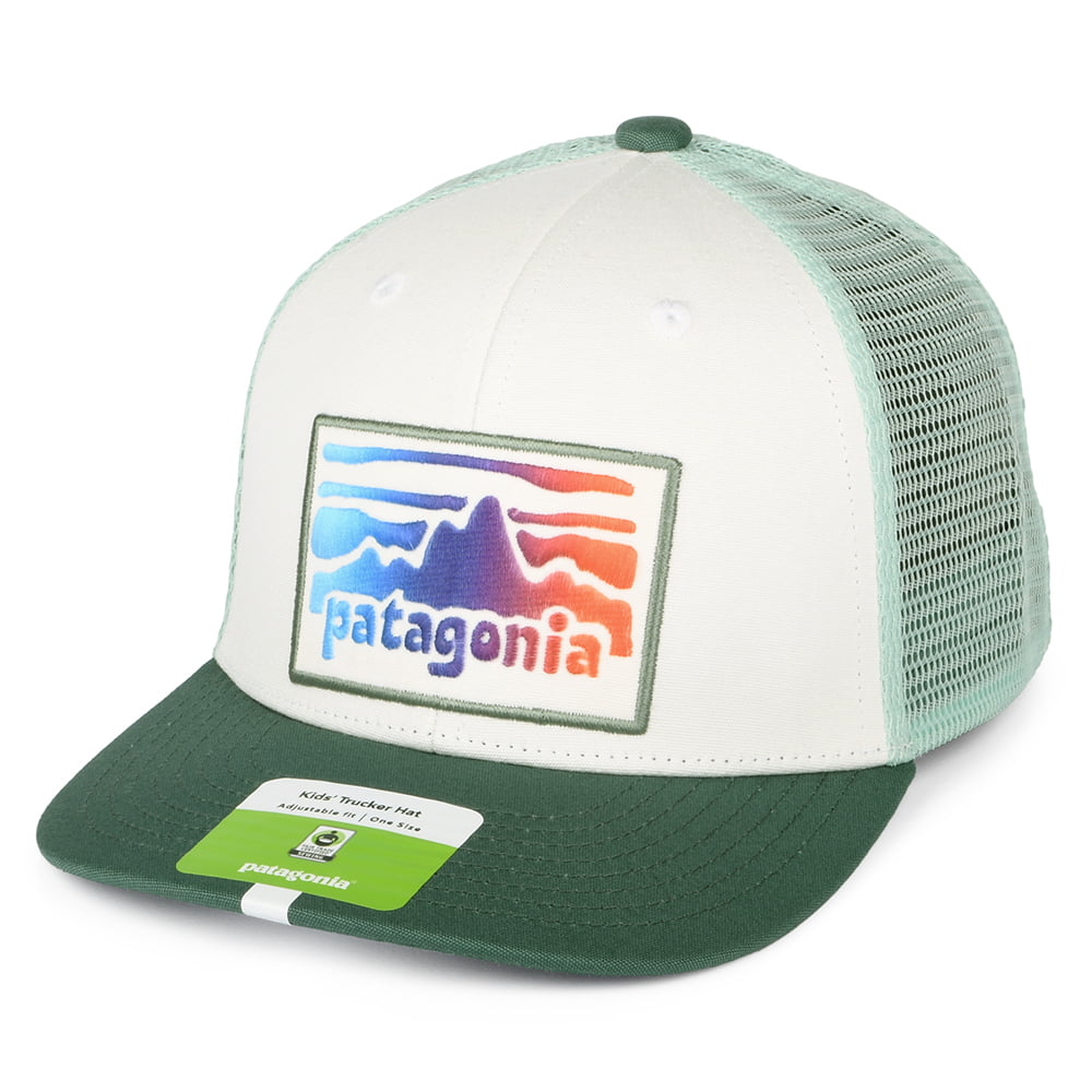 Gorra Trucker niños Rambler de algodón orgánico de Patagonia - Blanco-Turquesa