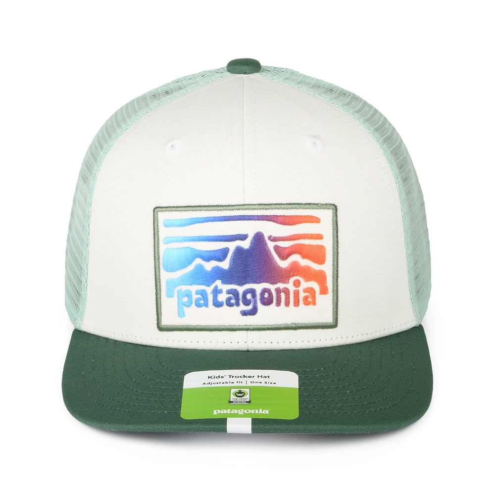 Gorra Trucker niños Rambler de algodón orgánico de Patagonia - Blanco-Turquesa