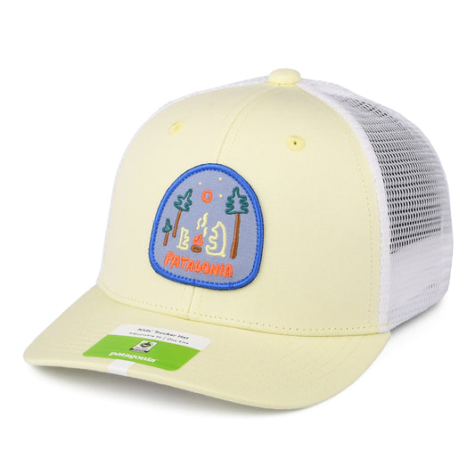 Gorra Trucker niños Camp With Friends de algodón orgánico de Patagonia - Amarillo Claro