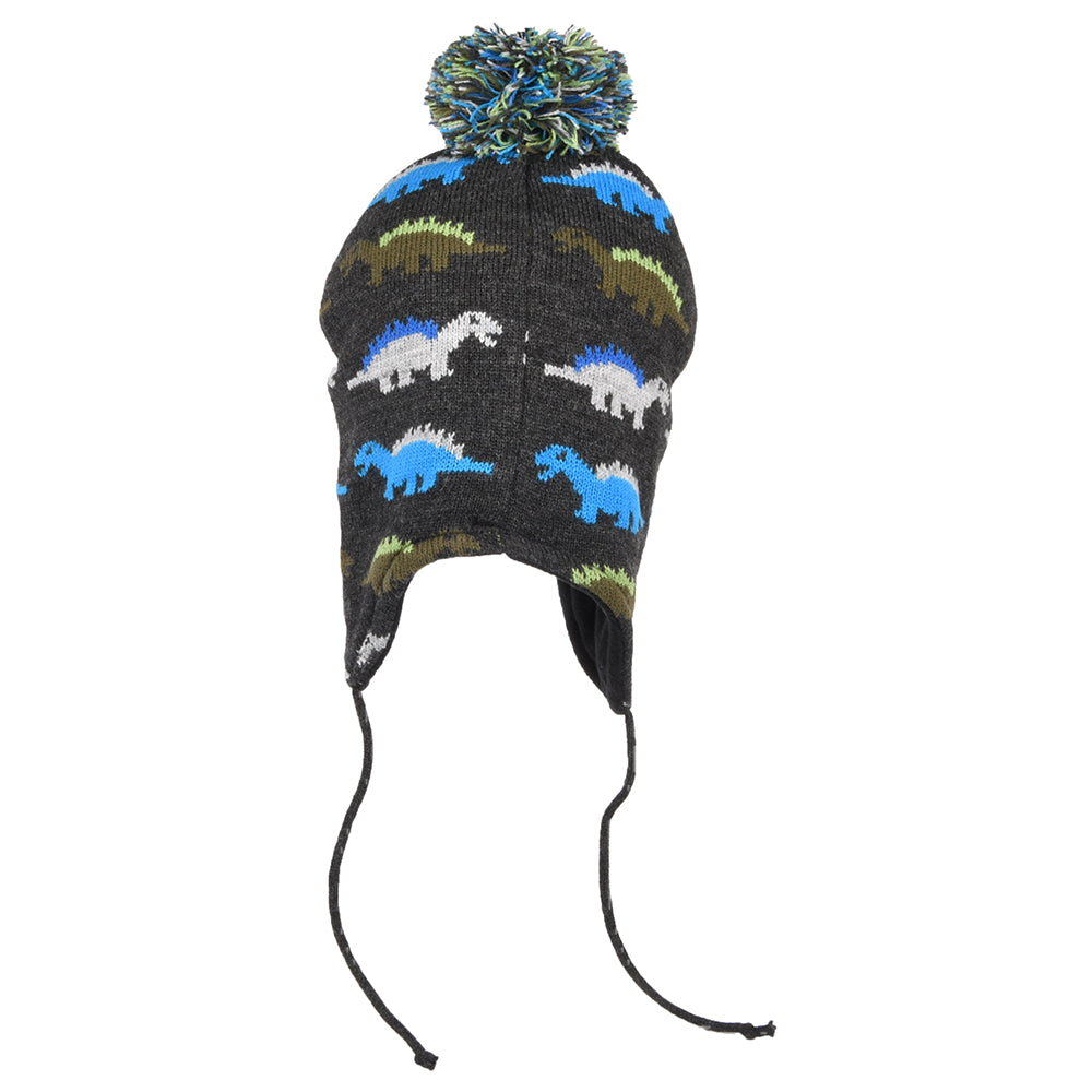 Gorro con pompón niños Dino Peruvian de Scala - Gris