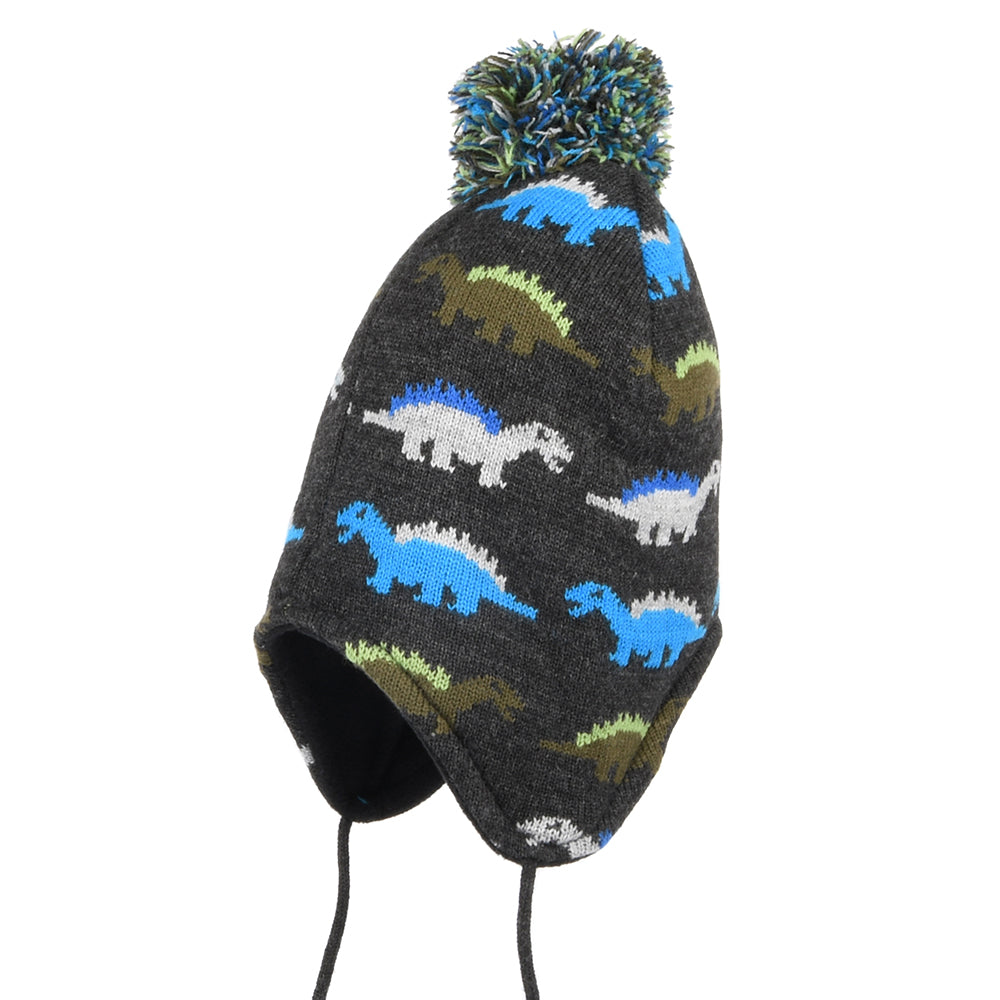 Gorro con pompón niños Dino Peruvian de Scala - Gris