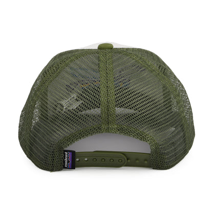 Gorra Trucker niños Fitz Roy de algodón orgánico de Patagonia - Blanco-Oliva