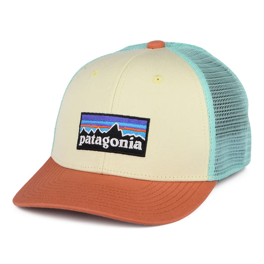 Gorra Trucker niños P-6 Logo de algodón orgánico de Patagonia - Amarillo Claro-Coral-Menta