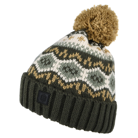Gorro con pompón Fair Isle de Failsworth - Verde Musgo