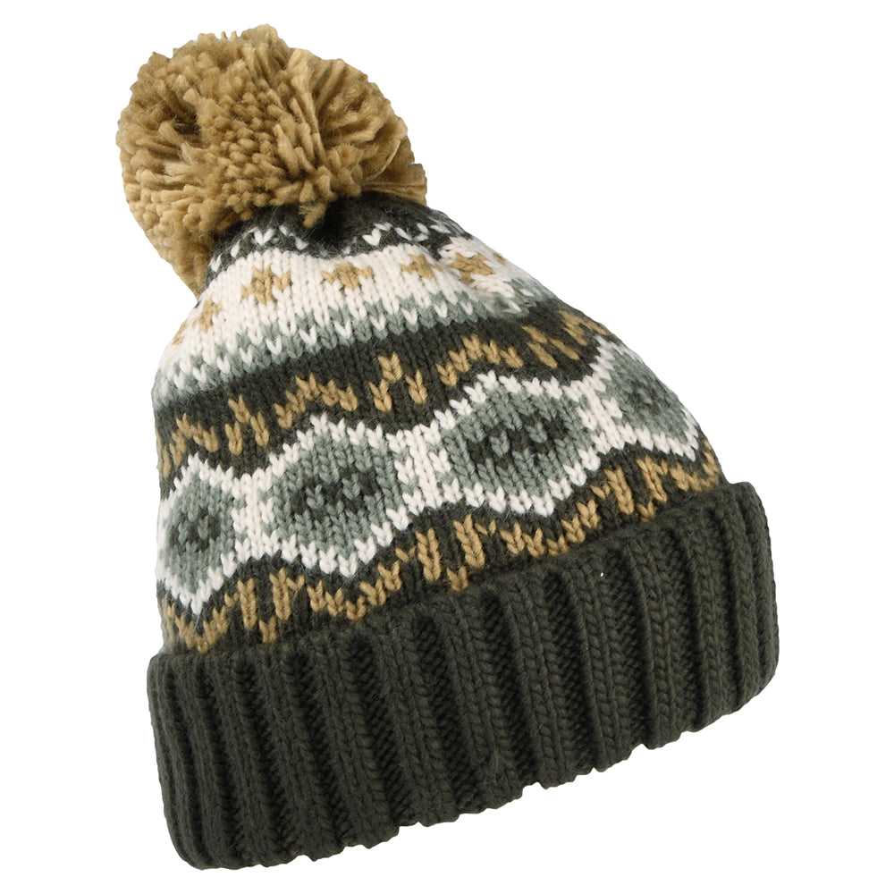 Gorro con pompón Fair Isle de Failsworth - Verde Musgo