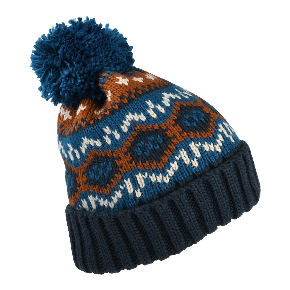 Gorro con pompón Fair Isle de Failsworth - Azul Petróleo