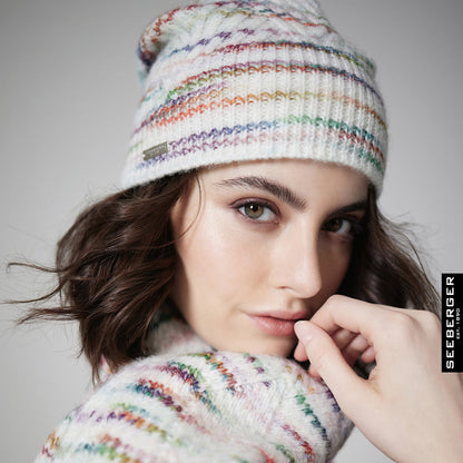Gorro Beanie tejida Floppy de Seeberger - Blanco Roto-Multi