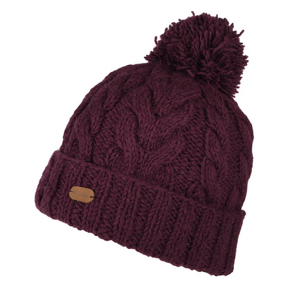 Gorro con pompón con vuelta de punto trenzado de Kusan - Baya