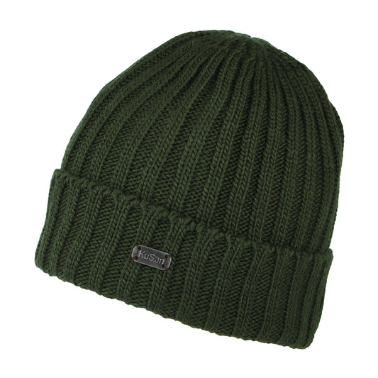 Gorro Beanie con vuelta de canalé de Kusan - Kaki