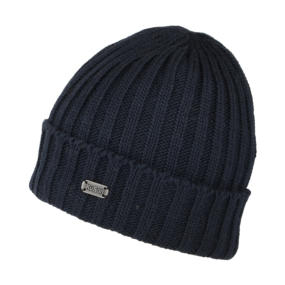 Gorro Beanie con vuelta de canalé de Kusan - Azul Marino