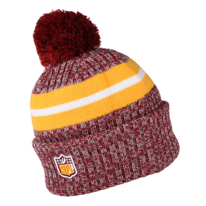 Gorro con pompón NFL Sideline Sport Knit Washington Commanders de New Era - Burdeos-Amarillo