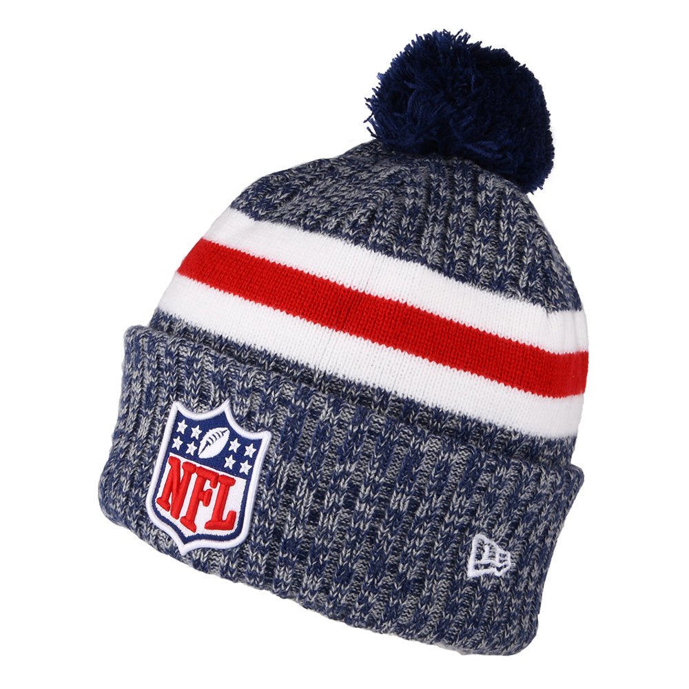 Gorro con pompón NFL Sideline Sport Knit NFL Official Logo de New Era - Azul-Rojo-Blanco