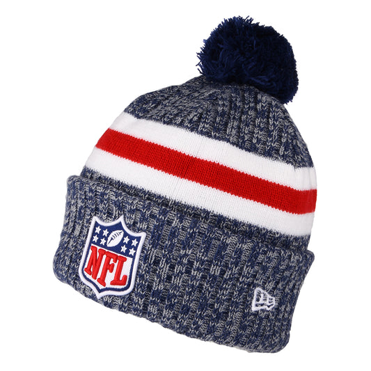 Gorro con pompón NFL Sideline Sport Knit NFL Official Logo de New Era - Azul-Rojo-Blanco