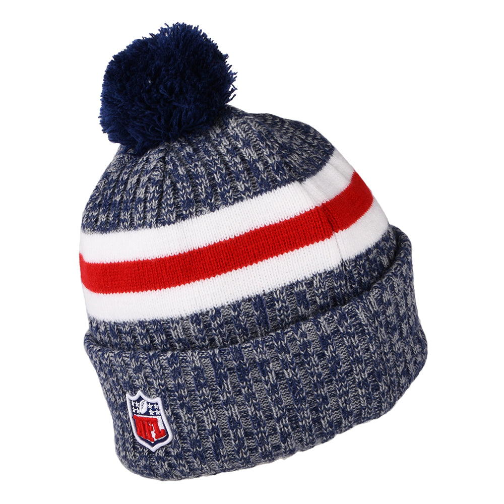 Gorro con pompón NFL Sideline Sport Knit NFL Official Logo de New Era - Azul-Rojo-Blanco