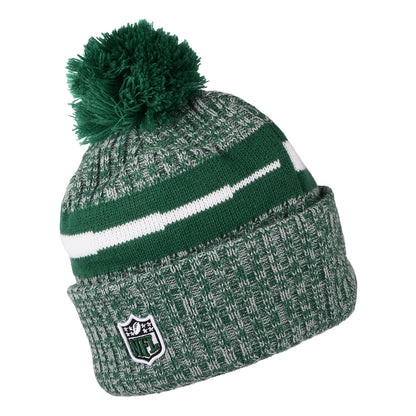 Gorro con pompón NFL Sideline Sport Knit II New York Jets de New Era - Verde-Blanco