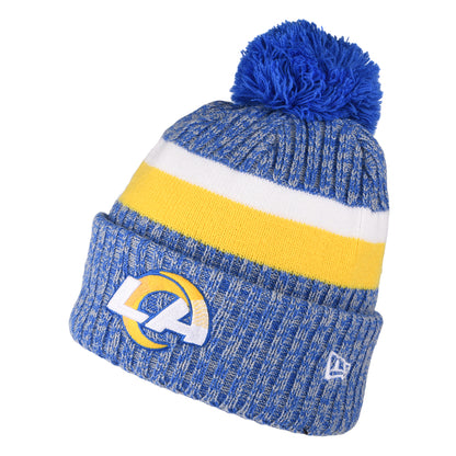 Gorro con pompón NFL Sideline Sport Knit Los Angeles Rams de New Era - Azul Real-Dorado