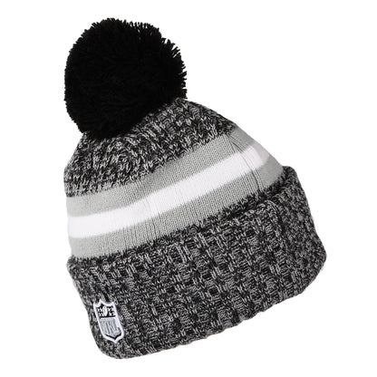 Gorro con pompón NFL Sideline Sport Knit Las Vegas Raiders de New Era - Negro-Gris-Blanco
