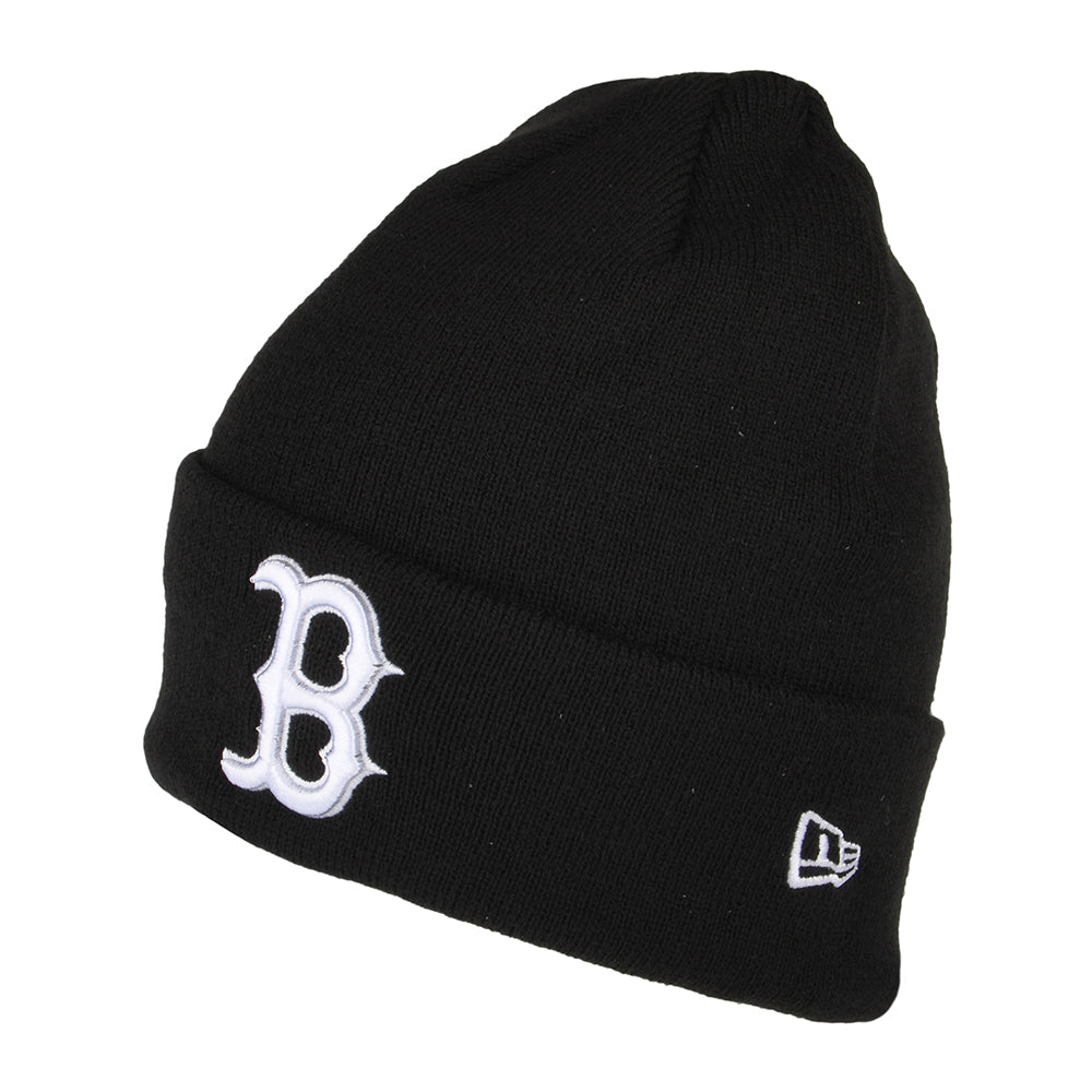 Gorro Beanie con vuelta MLB League Essential Boston Red Sox de New Era - Negro-Blanco