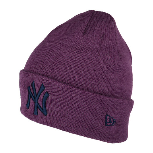 Gorro Beanie con vuelta MLB League Essential New York Yankees de New Era - Morado-Azul Marino