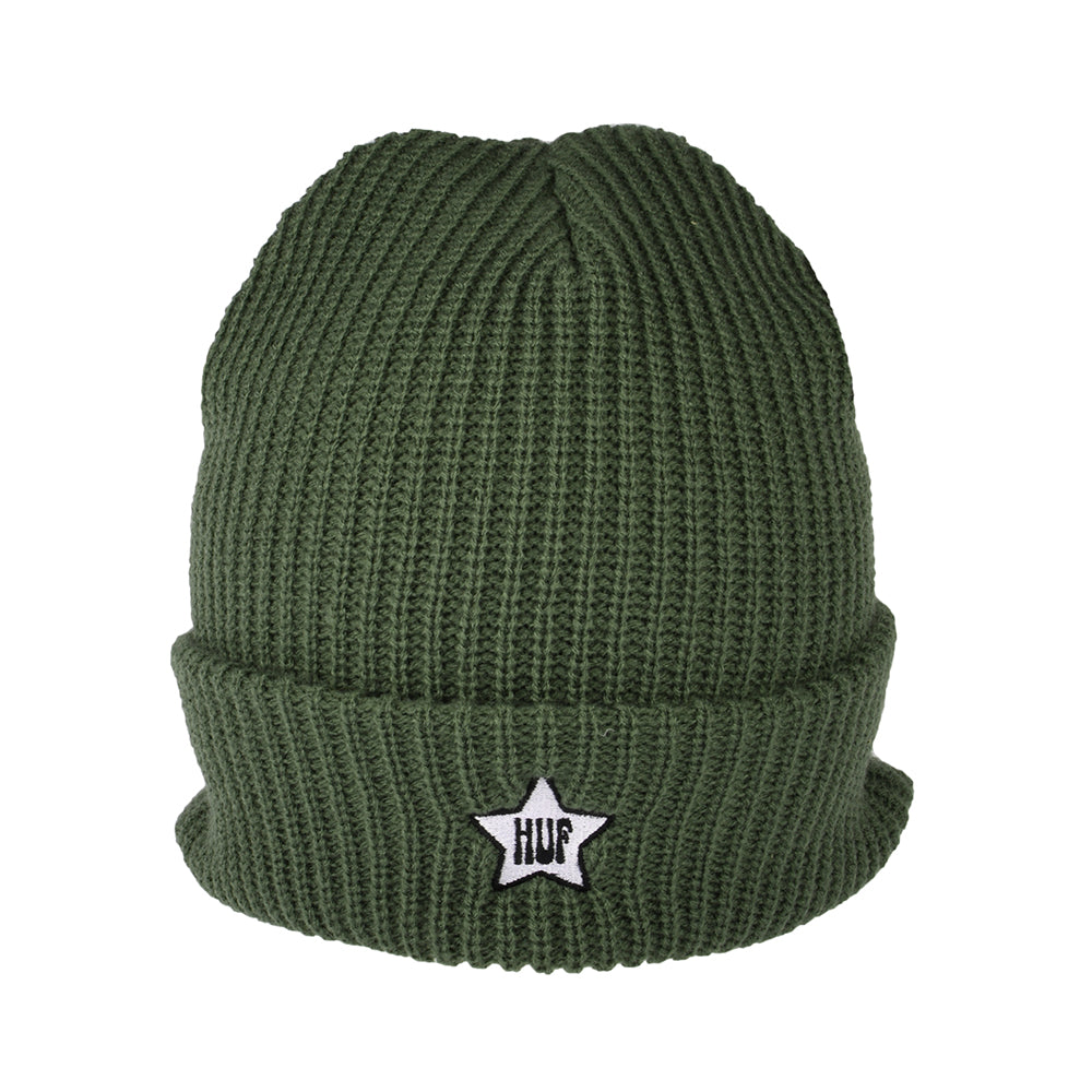 Gorro Beanie One Star con visera de HUF - Verde Oliva
