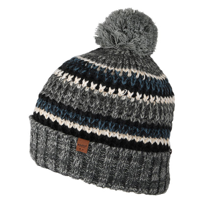 Gorro con pompón Goser reciclado con franjas de Barts - Gris Jaspeado